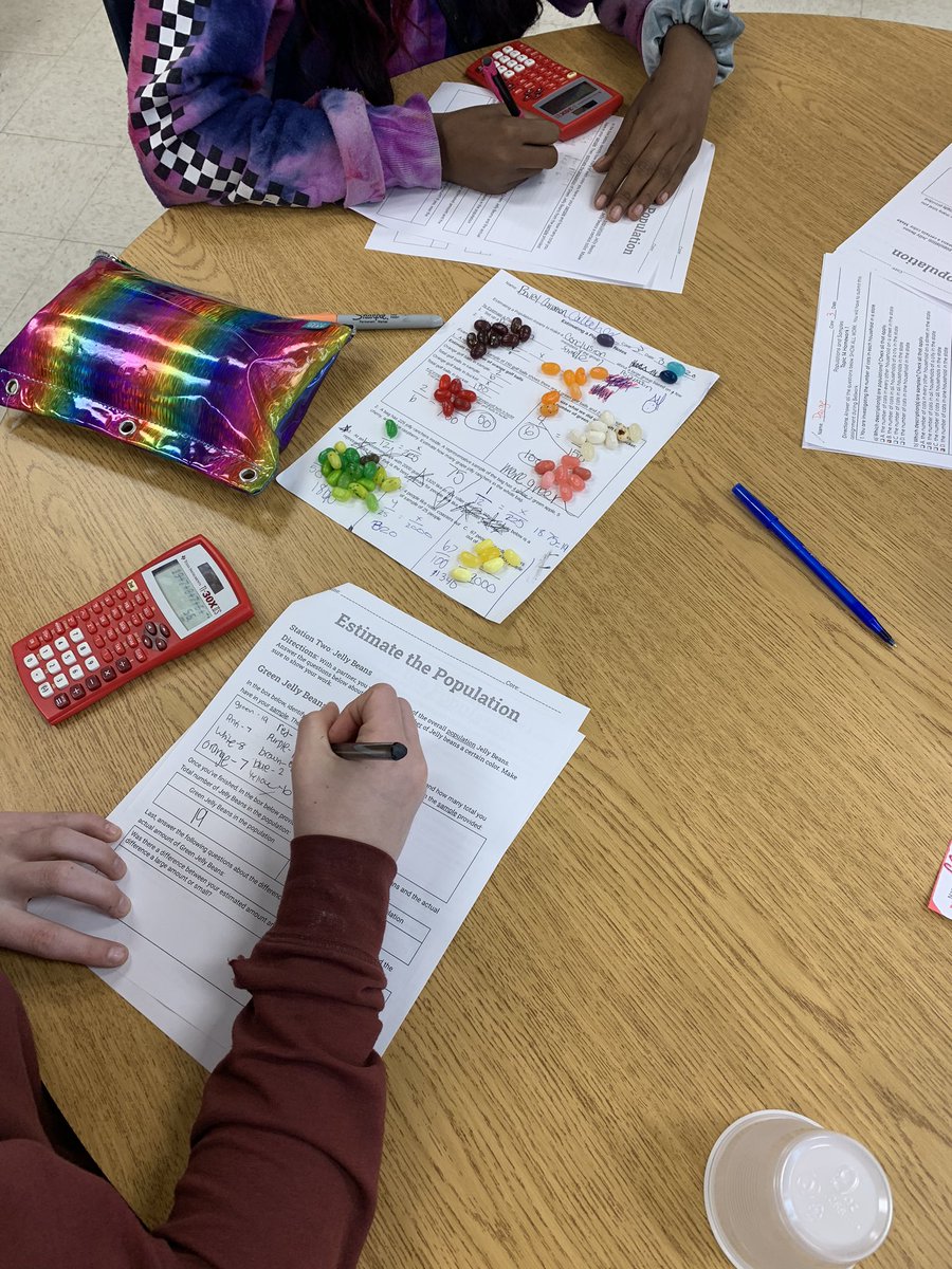 ostendorf_sam's tweet photo. Estimating a population in #7thgrade #math today! Cotton Balls and Jelly Beans are a fun and easy manipulative to use!! #mathisfun https://t.co/ix7zr3bE0o