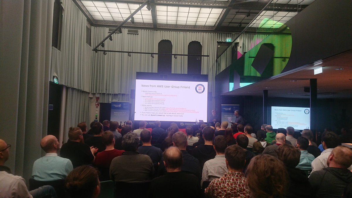 ITministeri's tweet photo. @therolle and @jeffbarr at the stage. Some might say there's some AWS knowledge there #ITministeri #awsfinmeetup https://t.co/Dh34Ev0LRz