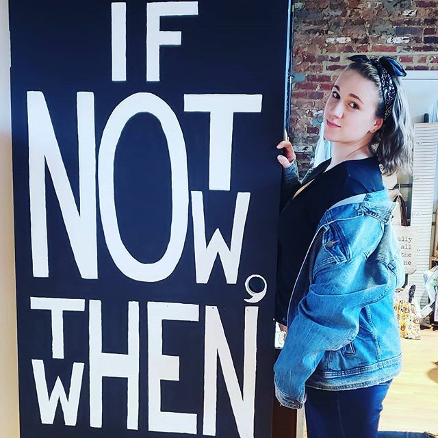 vintageMCfred's tweet photo. If not now, then when? If it's gotta be now, we've got the goods available 24/7 on our website. Or we'll see you this weekend in the shop. 
@adventuresinkatyland posing with her original art piece. 
#localart #ifnotnowthenwhen #shoplocal #frederickmd #ge… https://t.co/eRcPjb56cL https://t.co/GmCbHN0biB