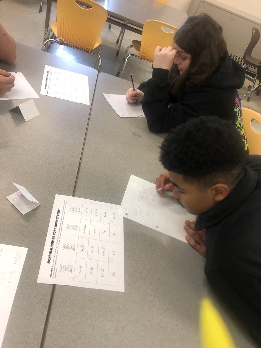 studdardmath's tweet photo. Competitive algebra !! Playing monomial square root connect four in Algebra 1B. #willworkforcandy #mathisfun https://t.co/YK2XdJzVq2