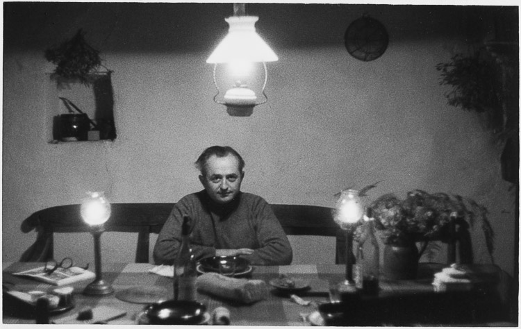 Another Willy Ronis portrait of a great photographer: Izis, 1958. When Izis read Ronis's story in Photorama about the beauties of Gordes in Provence, he asked Ronis to find him a house there. This shot was taken in Gordes, six months before Izis found his own place in the south.