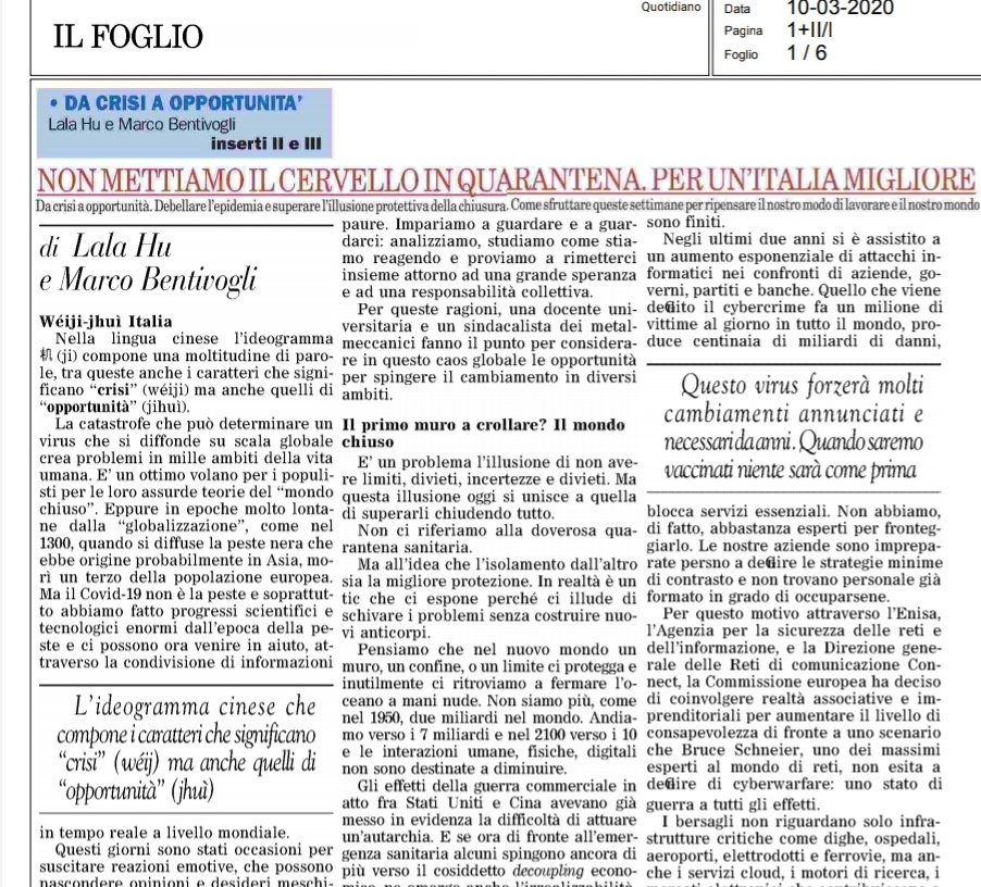 supermik14's tweet photo. “Non mettiamo il cervello in quarantena” #daleggere
@LalaHu9 e @BentivogliMarco @FIMCislStampa
via @ilfoglio_it
📌Da crisi a opportunità
📌Ripensare il ns modo di lavorare ed il mondo
📌#smartworking #ArtificialIntelligence #cyberwarfare #lavoro
#COVID19 #COVID19italia https://t.co/Hb8CTkt1FG