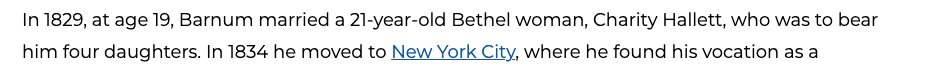 .<a href="/Britannica/">Encyclopaedia Britannica</a> Can you please address this particular phrasing in the article on P. T. Barnum. In this day and age, it just won't do to describe a wife as bearing children for her husband. Thanks. britannica.com/biography/P-T-…