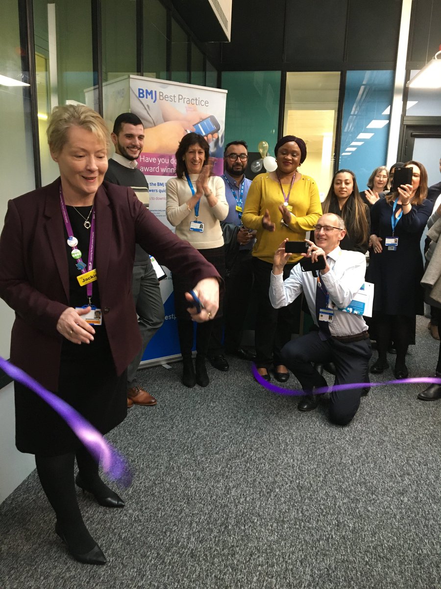 Thank you to Jackie Sullivan for cutting the ribbon to open the new Royal London Library - we are officially open! @jackie_RLME @ChesserAlistair @BH__Academy @bartsNHSlibrary