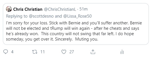 his health. Other recent examples of absolutely disgusting toxicity from supporters of other candidates are Kamala and Pete supporters mocking  @scottdesnoa father who shared the heart breaking story of his son's suicide (6/?)