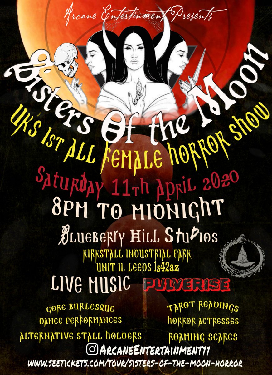 ArcaneEnts's tweet image. The UK's 1st all female ran show👊💥 

Click the link for more information
facebook.com/events/s/siste…

#horrorshow #leeds #horrorevent #ukhorror #womenofhorror #supportfemaleartists #ukhorrorscene #horrorcommunity #eventsinleeds #arcaneentertainment