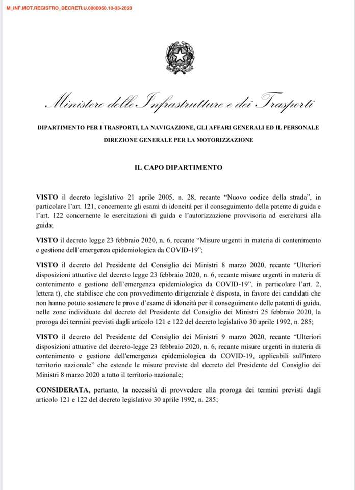 tomiozzosg's tweet photo. Proroga dei fogli rosa in scadenza #patente #COVID2019 https://t.co/9cBBoRIHSf