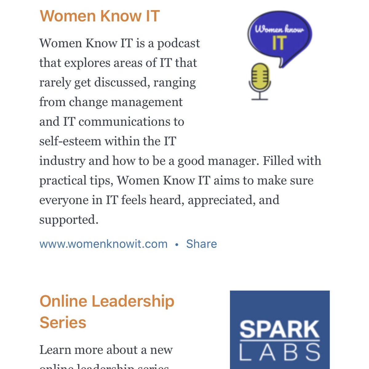 Margaret_Hahn's tweet photo. Thank you to @lcooney & @sparklabsco for featuring us in their inaugural newsletter, The Informed Leader! There is great info in this newsletter & we’re honored to be a part of it. Stay tuned to our upcoming pods to find out more about Spark Labs! #womenintech #womenknowIT https://t.co/3Kd2l6OUcm