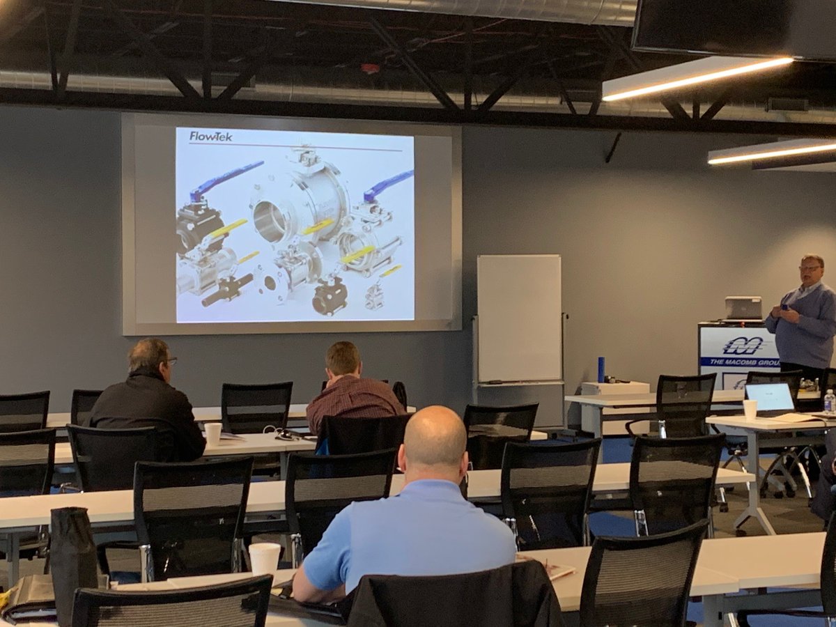 TheMacombGroup's tweet photo. #FlowTek visited The Macomb Group today and conducted a training session for our Valve Automation team. The training session included highlighting the latest advancements in Ball Valve technology. https://t.co/vSuqkquytG