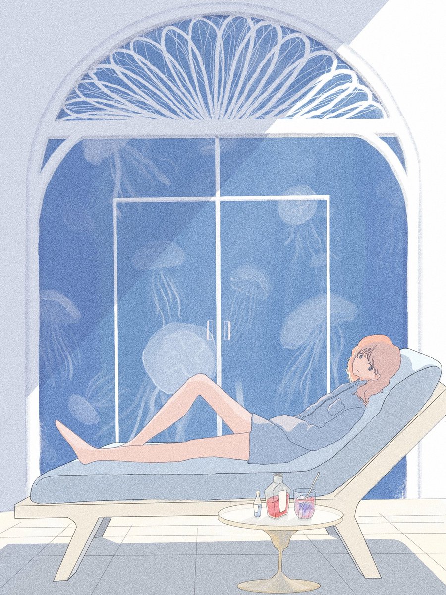 「海の月をみながら 」|やきぶたのイラスト