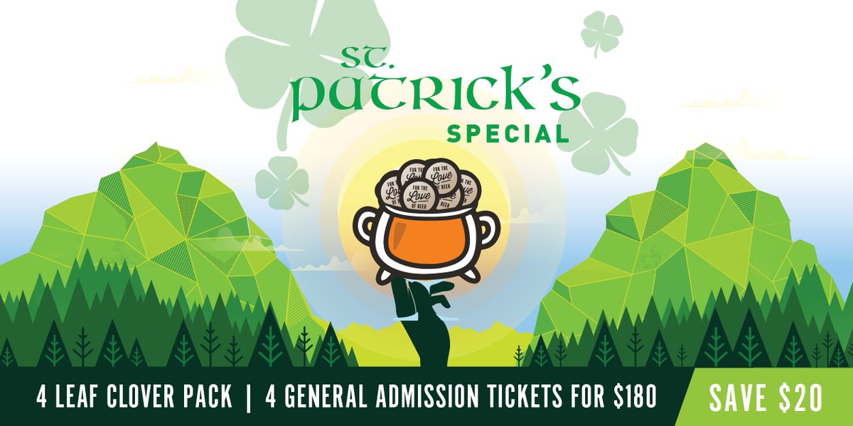 We've already started the countdown to St. Paddy's Day and we are celebrating by hooking you guys up with some savings!

Now through March 17th save $20 when you purchase a 4 leaf clover pack: show.ps/l/99c8c688/

🍀🍀🍀🍀

#Fortheloveofbeer #OnlyinWhistler #StPatricksDay