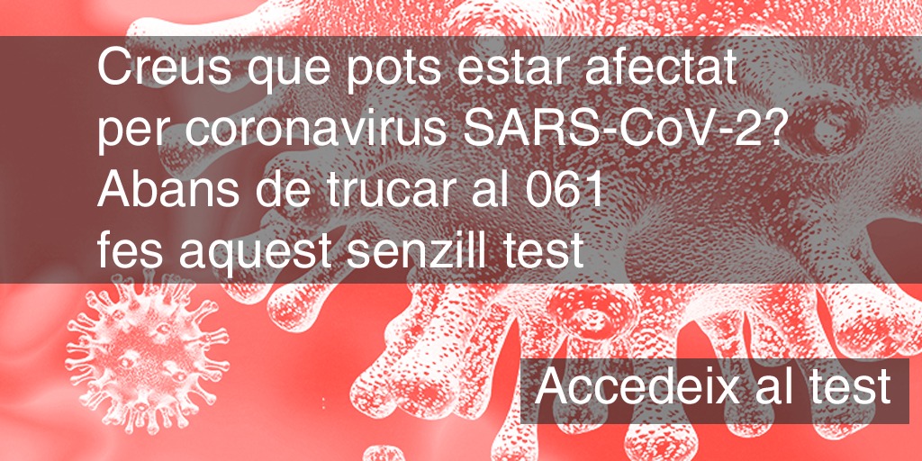 🤔 Estàs preocupat per saber si tens el #coronavirus SARS-CoV-2?

Fes aquest test i comprova si estàs afectat pel coronavirus 🦠👇 

📲 canalsalut.gencat.cat/coronavirus-te…

✅ T'informarem de com actuar en cada cas!