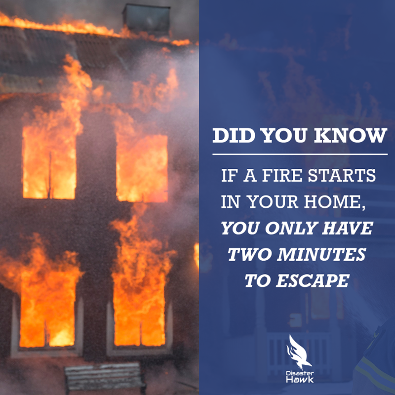 DisasterHawk's tweet image. Practice your preparedness plan, test smoke alarms, and ensure all household members know two or more ways to escape from the burning home. Download the Disaster Hawk App and get started with your home fire planning.