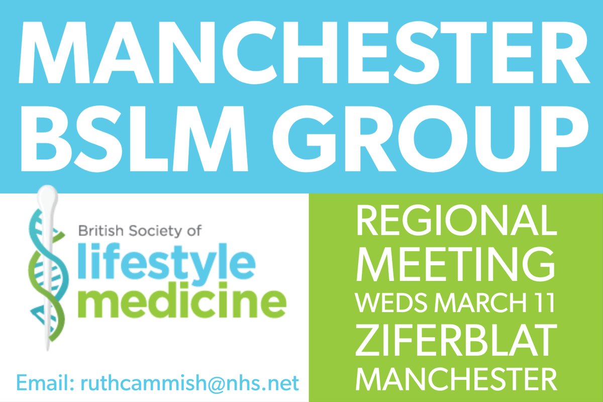 Join our Manchester group at Ziferblat in the city centre this Weds at 7pm for a regional BSLM meet up. PHE's Emma Pimlott will be giving a talk on the benefits of exercise + lots more #lifestylemedicine discussion + networking.