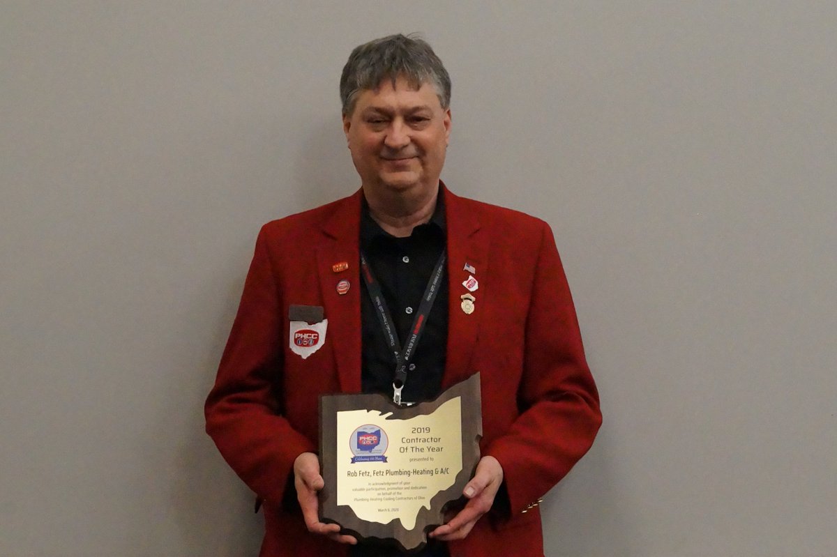 PHCCOhio's tweet photo. Congratulations to Rob Fetz, Fetz Plumbing, Heating &amp; AC as 2019 PHCC Ohio Contractor of the Year https://t.co/hcymvNObKz
