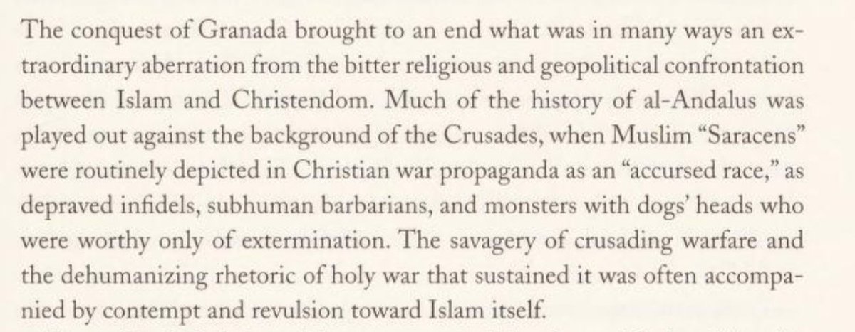 the process of purging islam from iberia in full force. now, the goal was 1) keep muslims distinct, increase differences in the 2 groups 2) state sanctioned oppression of muslims forcing them to convert or be killed 3) conquer all muslim statesgranada was conquered in 1492