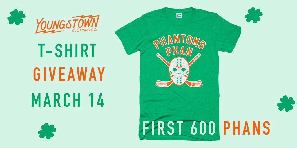 This Saturday is IRISH NIGHT! The first 600 Phans in the door will receive an exclusive t-shirt from <a href="/YoungstownCloCo/">Youngstown Clothing Company</a> 🤩🍀 One lucky Phan will even get the chance to win $100,000! Call for tickets today! 330.747.7825