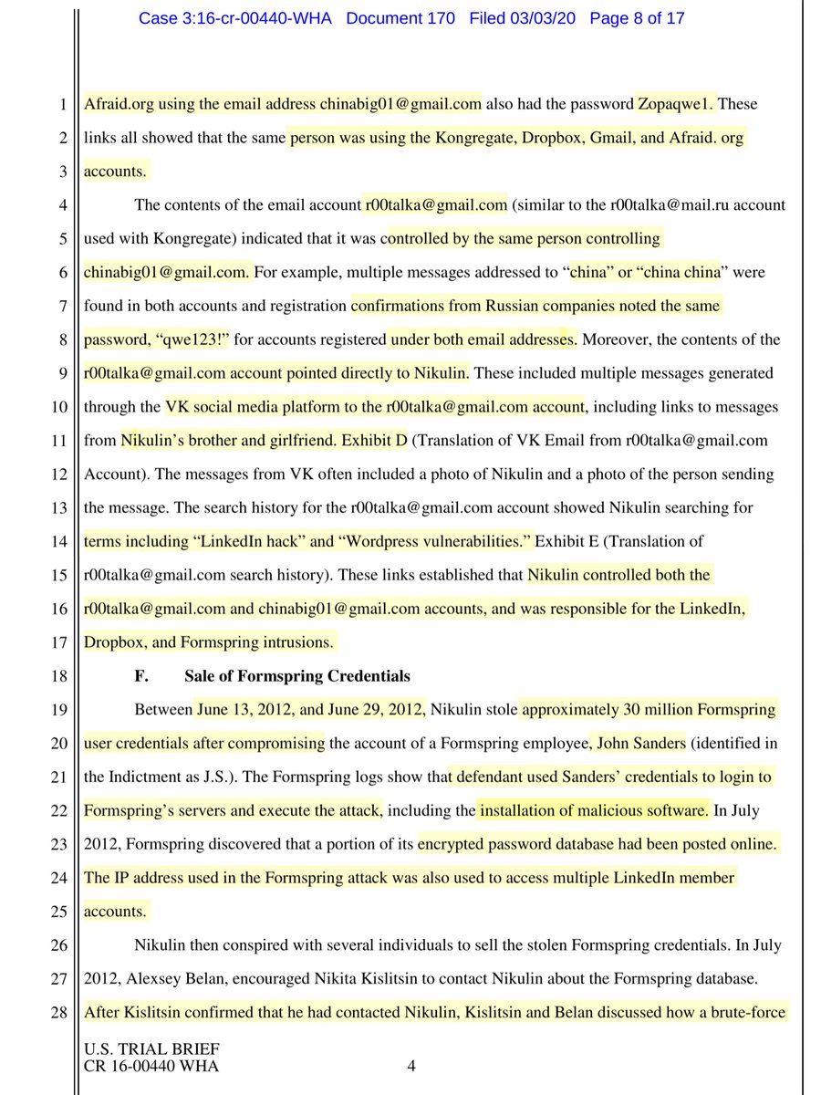 Lordy there be tapes - also interesting is how our MLATs worked in our favor. Which allowed the USSS & FBI to forensically image one of Nikulin’ co-conspirators, on that laptop included 8 videos, Skype Chats & an actual file named “russia 2012”