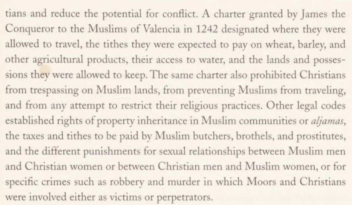 James the Moorslayer restricted muslim freedom, made laws preventing contact of christians with muslims. Jews & Muslims were forced to identify themselves with distinct clothes & beards. The goal was "otherness" of the enemy.