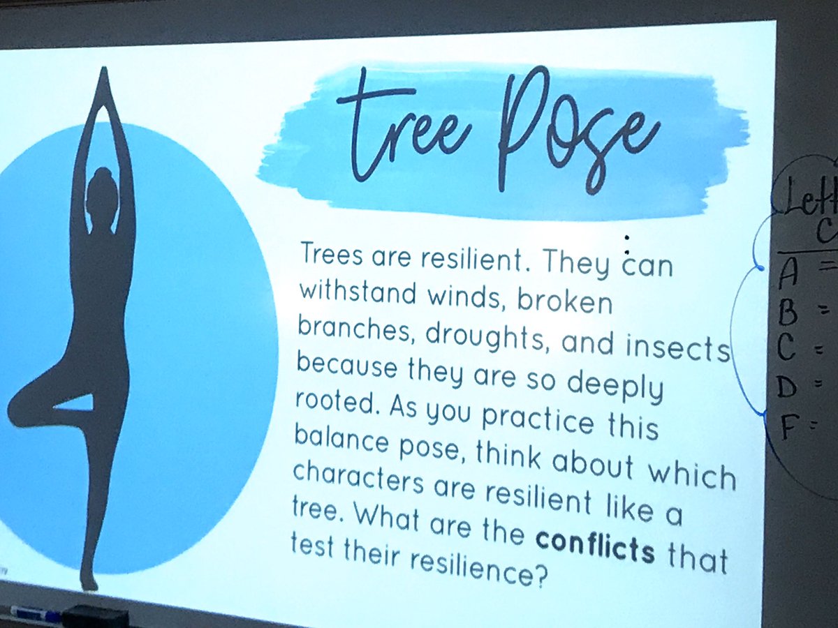 CoachJodiP's tweet photo. Ss were really “stretching” their thinking today as they engaged in Literary Yoga with @jennikramer1231! They connected yoga poses with elements of literature to think critically about characters from their books. #learnbps @Rabenbergta https://t.co/tzzxS39nyi