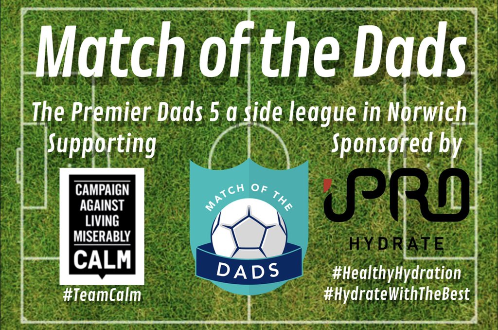 matchofthedads's tweet image. Want to join the Premier Dads 5 a side league in Norwich? Drop us a message! Raising #MentalHealthAwarness and money for @theCALMzone, sponsored by @iProHydrate #HydrateWithTheBest #HealthyHydration

@iwanwroberts @andymtrigg @hucks6dh6 @Paulmcveigh77 @forbesy7 please #RT