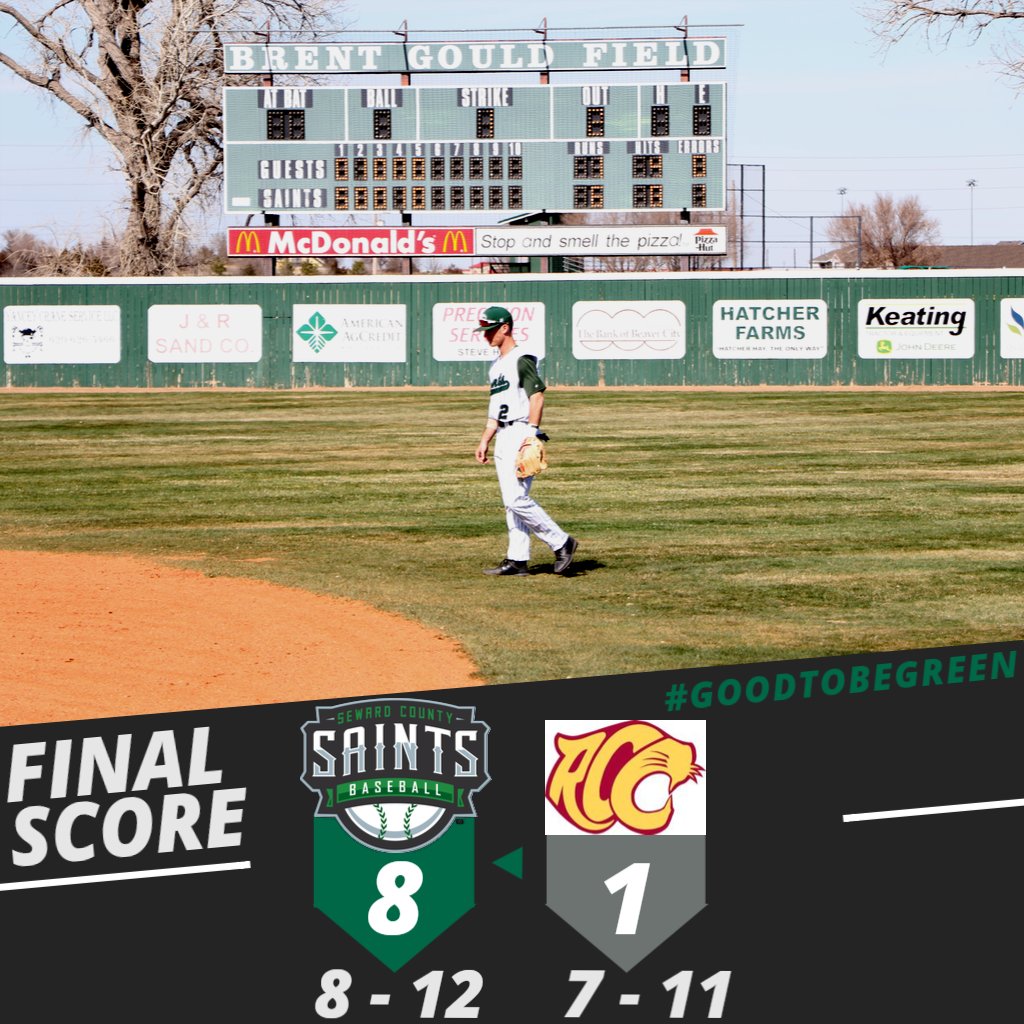 BSB: Final
Seward County defeats Redlands Community College 8-1! The Saints improve to 8-12 on the season and will back home Thursday against Hutchinson CC starting at 1 PM! #SCCCSaints #GoodToBeGreen
