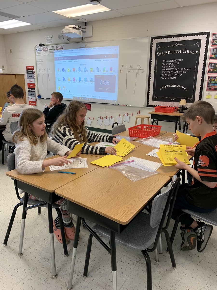 ELA Task Card Stations-These 5th graders worked so hard! #mlballstars #ourstory #milfordsoars