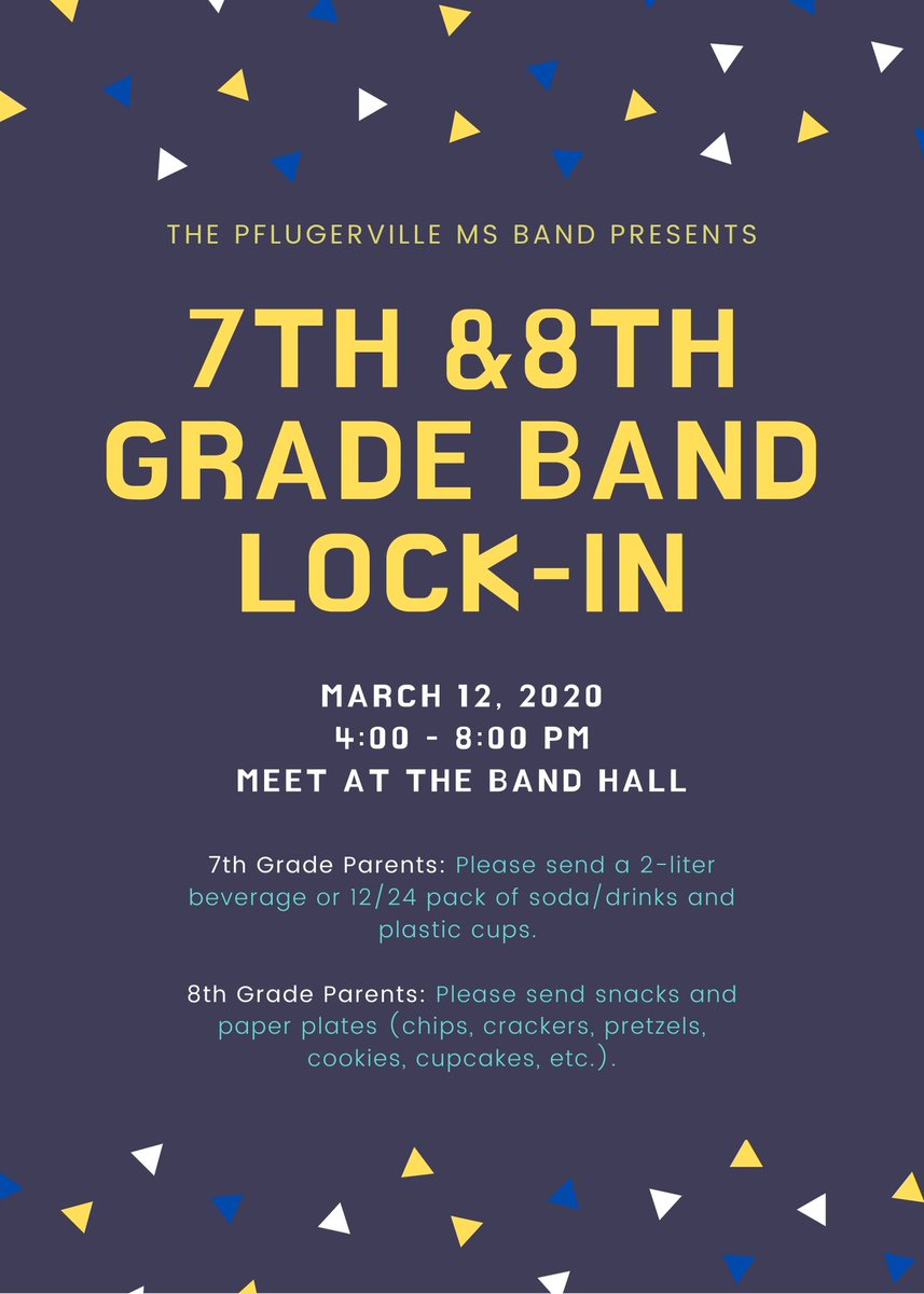 7th &amp; 8th Grade Band Lock-In this Thursday!!!
