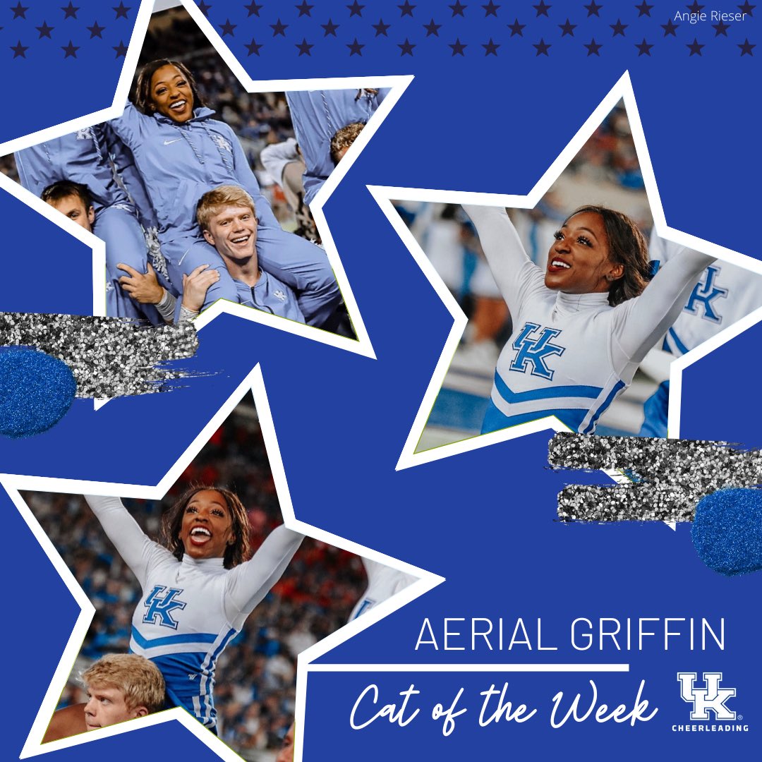 KentuckyCheer's tweet photo. Allow us to introduce this week’s Cat of the Week, Aerial Griffin! Aerial is from Nashville, Tennessee and is currently majoring in public health in hopes to go to dental school! A fun fact about Aerial is when she isn’t in the cheer gym she loves to do HIIT workout classes! 💙😻 https://t.co/0c6QL4EVJT
