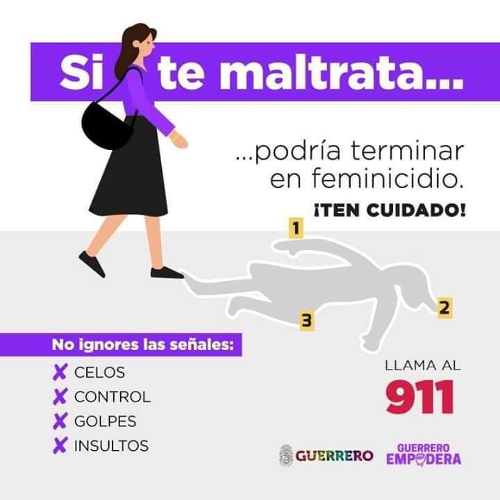 SemujerGro's tweet photo. La violencia nunca disminuye, llama al 911, acércate a los Centros de Apoyo Interdisciplinario a Víctimas de Violencia #CAIV o denuncia en tu Ministerio Público más cercano. #AlertaDeGénero #GuerreroEmpodera https://t.co/XN89Nf9JHJ