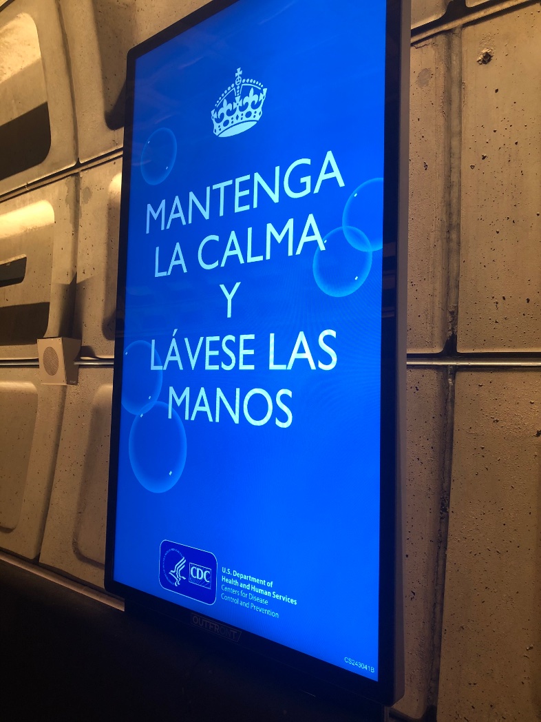 MeghanHoyer's tweet photo. All the ads at my metro station are about preventing #COVID19 #touchnothing https://t.co/MX07RFeBog