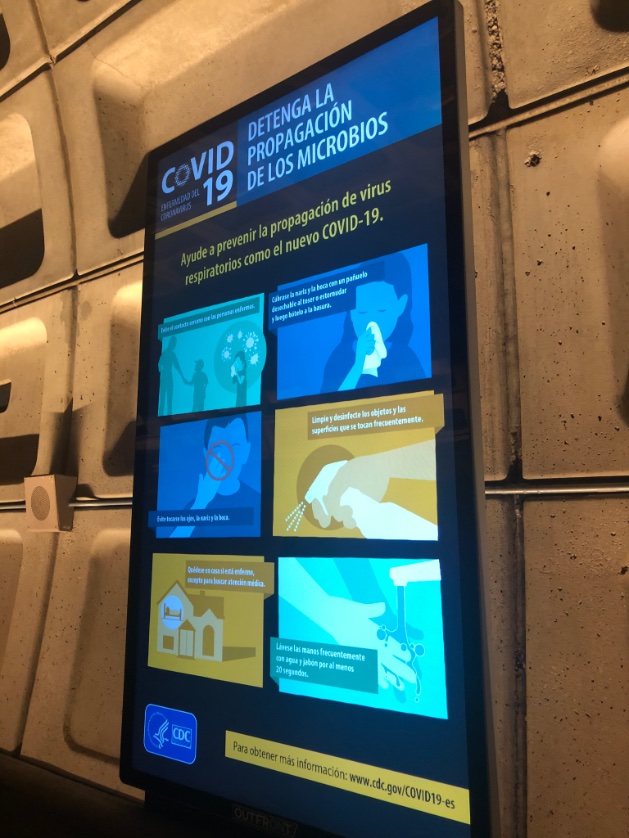 MeghanHoyer's tweet photo. All the ads at my metro station are about preventing #COVID19 #touchnothing https://t.co/MX07RFeBog