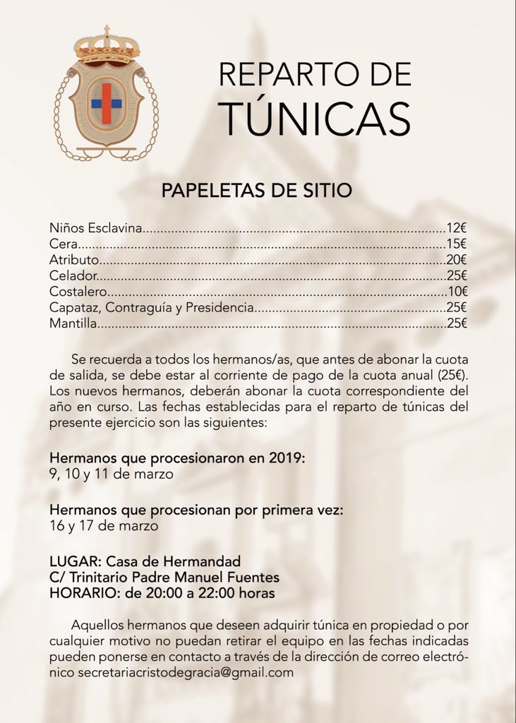 Cristode_Gracia's tweet photo. 📌 SEGUNDO DÍA DE REPARTO DE TÚNICAS Y PAPELETAS DE SITIO PARA LOS HERMANOS QUE PROCESIONARON EN 2019
👉🏼 https://t.co/1JpDNk8Lo2 https://t.co/UmZmgIKrOc