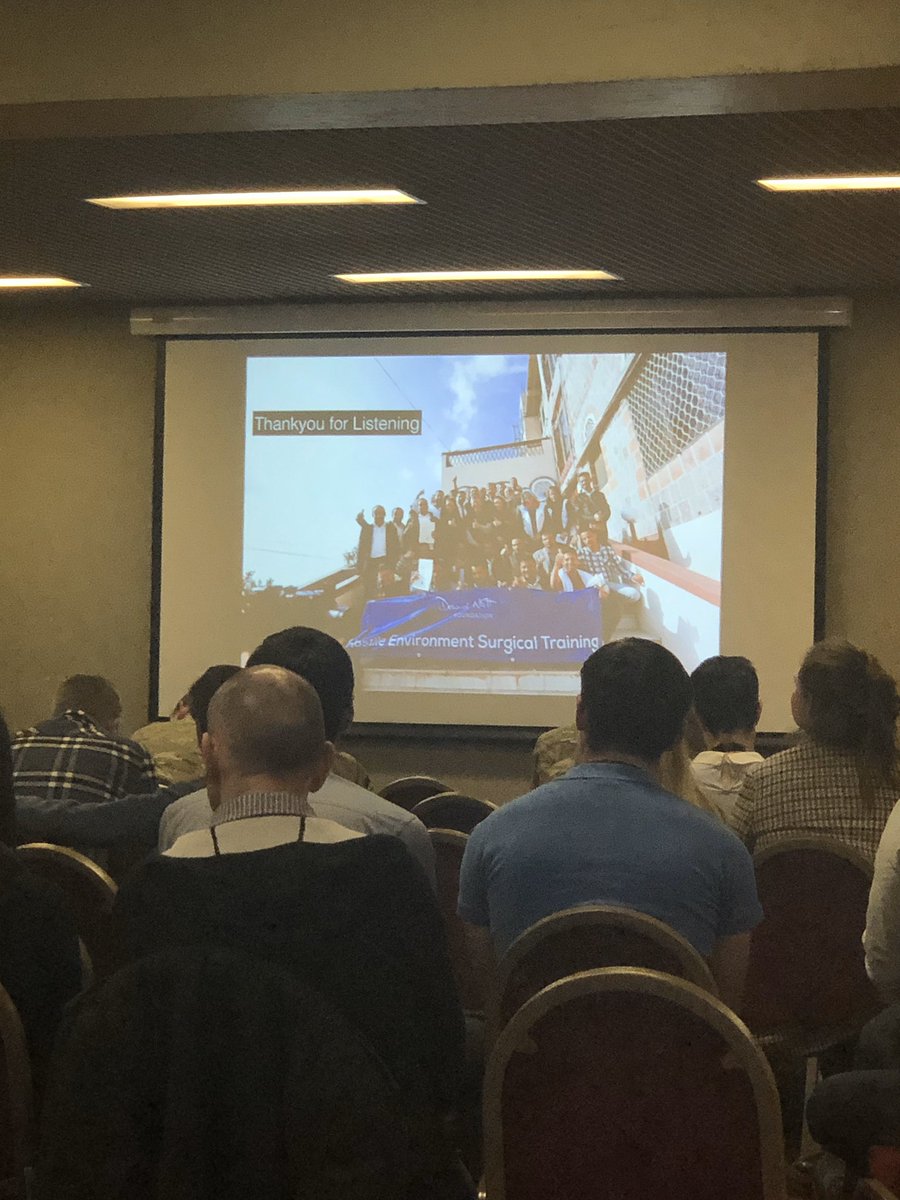 ericaley66's tweet photo. Amazing plenary session today @TraumaCareUK with Dr David Nott @NottFoundation A truly inspiring presentation of the struggles, the lessons and the friendships made on this incredible journey of medical care in a war zone #inspiring  #TRAUMACARE2020 https://t.co/owr2CZAmx8