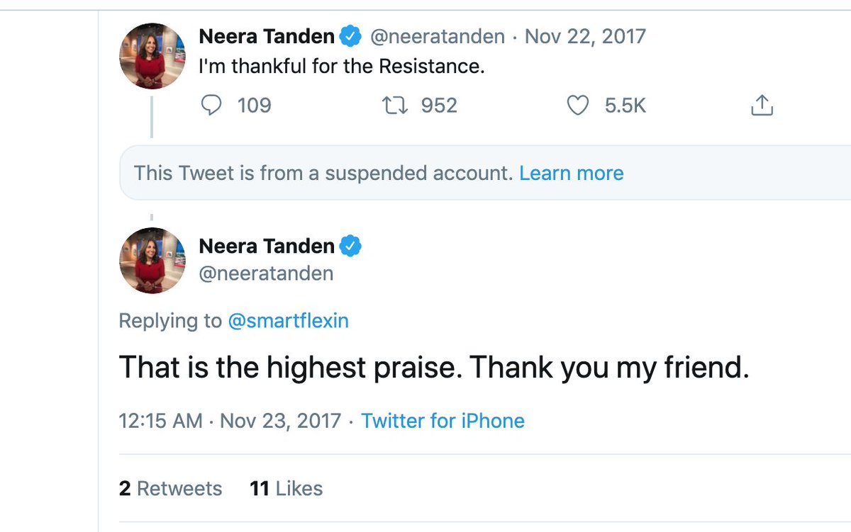 Neera considers Smartflexin, or Jeremy, a treasure & friend and is grateful for his praise. (We don't know what he said, bc he's no longer on twitter, but it looks like it was nice, judging from her response). Interesting thatTanden, actually calls her group an  #army (19/?)