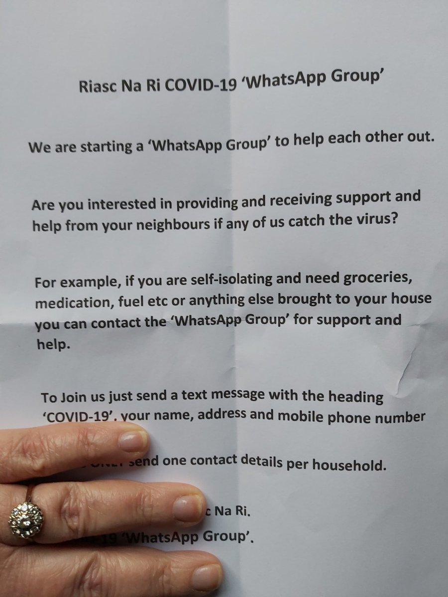 NaughtonElaine's tweet photo. In these uncertain times with shelves emptying in supermarkets.. Faith in humanity restored! This just received from neighbours doing the rounds of the estate. Fantastic initiative. #COVID19ireland #communitySpirit @HSELive @paulreiddublin @declanvarley @PhelanVicky @Antcon7062 https://t.co/LORCCDaHGG