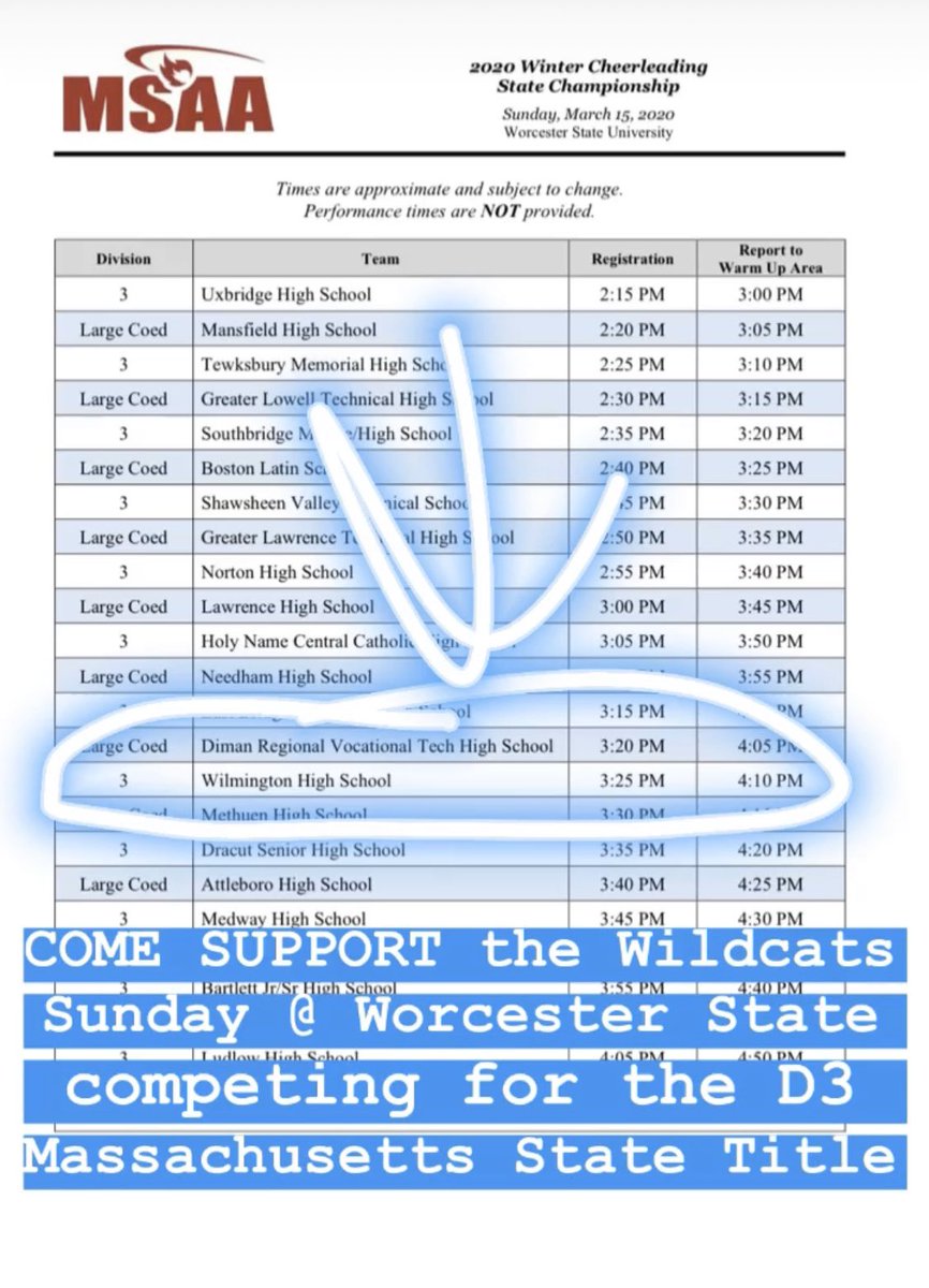 WHSCheerCats's tweet photo. States this Sunday at Worcester State! OOA is out! https://t.co/mISorCOLDo