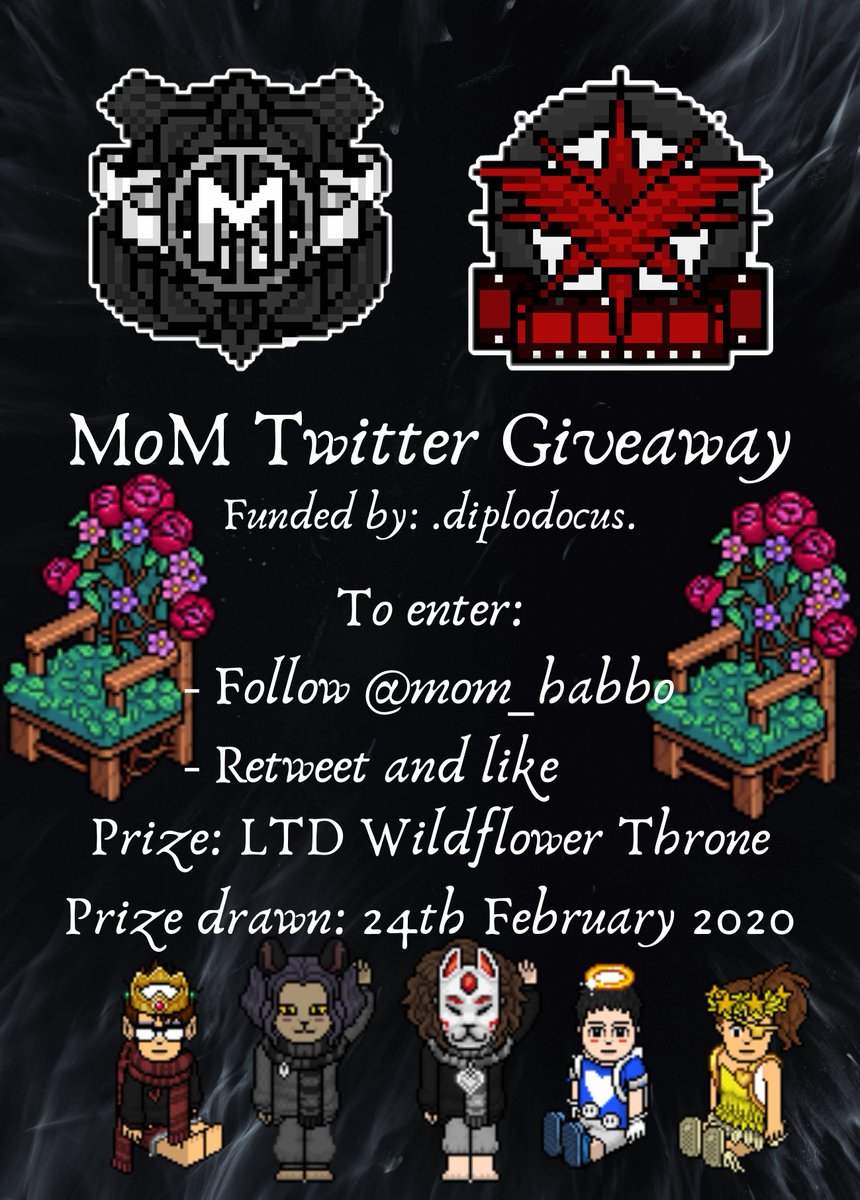 mom_habbo's tweet photo. Giveaway!? You heard that right!

All you have to do is:
- Follow us!
- Like and retweet!

Once done, you are entered to win a LTD Wildflower Throne! https://t.co/wAtGuHXyx3