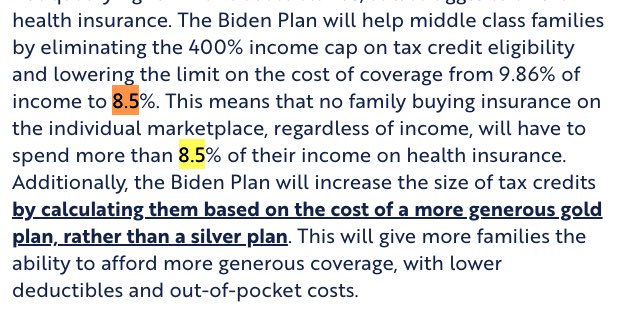 VP Biden wants to keep the current system & add a public option. Sadly, this would cost taxpayers far more than Medicare for All. His plan would cap premiums at 8.5% of your income, while Medicare for All would charge just a 4% premium. That's less than half. (3/5)