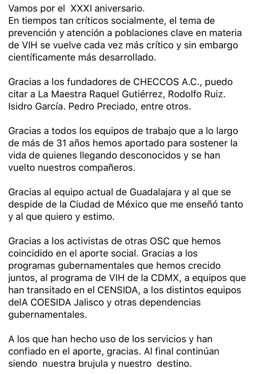 CdmxAspar's tweet photo. Hoy estamos de fiesta en nuestro aniversario 31. Compartimos unas palabras de nuestro director y la cabeza de #Checcos Victor Dante Galicia...🥂🍾🍾🎂 https://t.co/f4V71ROjaS