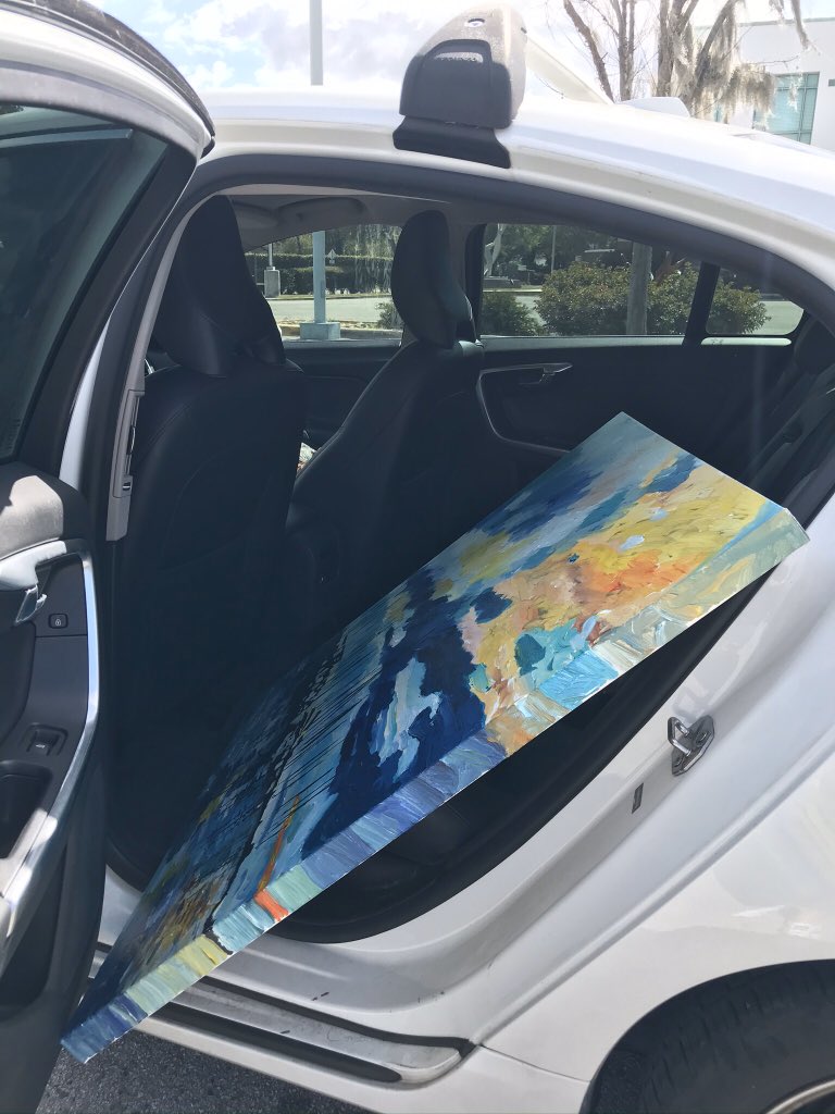 karp_caroline's tweet photo. Quick behind the scenes look on 🚚 Delivery day.
🌻
All ready to hang at the Floating Vessels Exhibition in Tampa.
🌻#arte #artgallery #artist #Artist100 #ARTIST20 #artistsontwitter https://t.co/J5SJmbeZuW