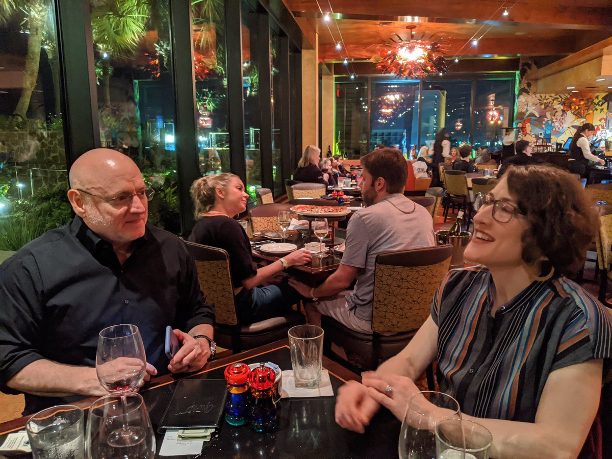 Enjoyed reliving our nearly yearlong spaceflights on the ISS last night. Swapping stories in good company with <a href="/Astro_Christina/">Christina H Koch</a>. And the food was much better than Node 1 Bistro!