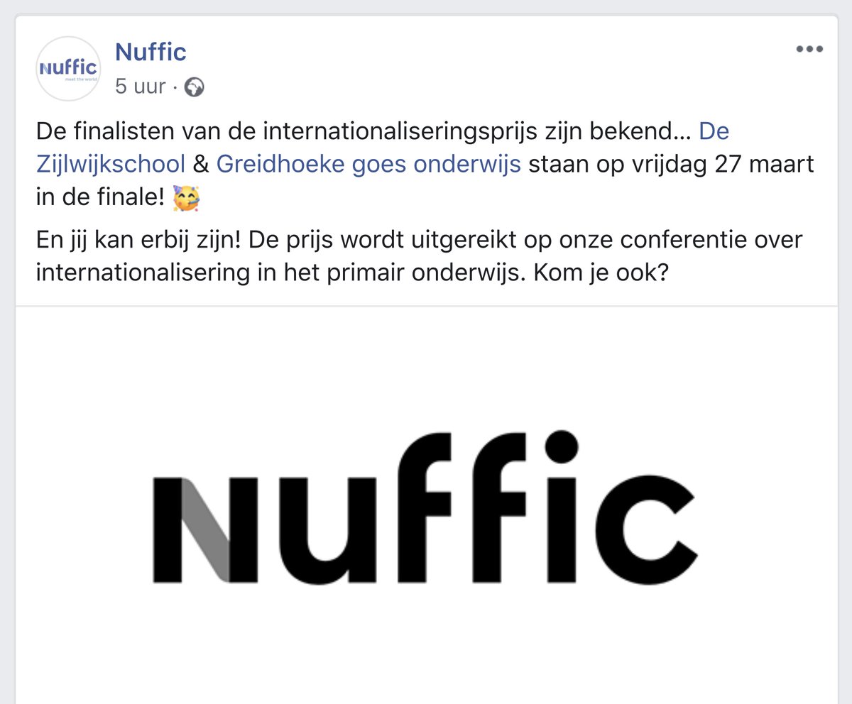 🤩Met trots kunnen we melden dat we zijn genomineerd voor de <a href="/Nuffic/">Nuffic</a> Internationaliseringsprijs met het project <a href="/GreidhoekeOT7/">Greidhoeke OT7</a>!

Dit is een prijs voor basisscholen die op innovatieve wijze bezig zijn met... facebook.com/GreidhoekeOT7/…
