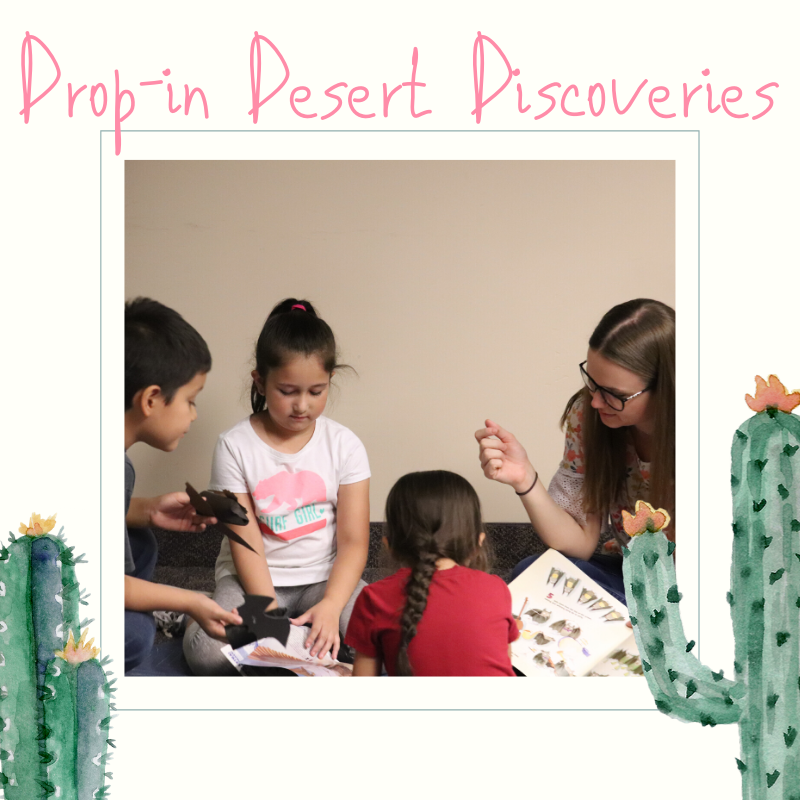 acnc_smeec's tweet photo. Join us for Drop-in Desert Discoveries Wednesday through Saturday!

Drop-in Desert Discoveries allow kids to explore the Sonoran Desert through self-guided crafts, stories and hands-on activities.

Learn More: https://t.co/0txNycLsUJ https://t.co/W6i0o8unBA