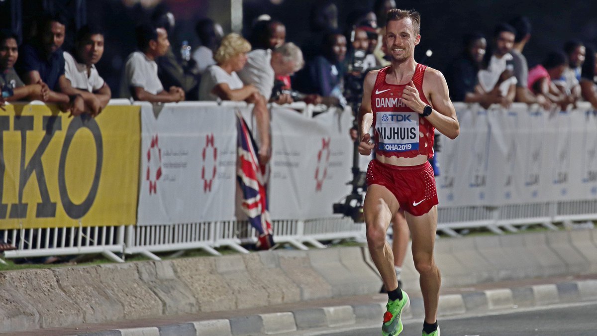 michaeltbenson's tweet photo. Former @EKU_XCTF standout Thijs Nijhuis recorded an Olympic qualifying time of 2:10:57 at the Sevilla Marathon in Spain. 

This is the 2nd fastest marathon time EVER by a Danish runner. 

For those wanting to know the math: that's an average of 4:59 per mile. Wow. https://t.co/kDAp5OmZcb