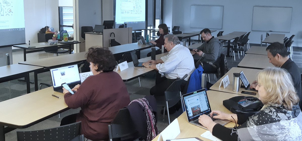 TLConestoga's tweet image. Faculty experiment with Twitter, among other technological resources, in @jesslyndw&apos;s &quot;Teachnology: Integrating Tech Into Practice&quot; workshop. This session explores how technology-enhanced #learning develops community in your classes and engages learners. #TechforTeaching