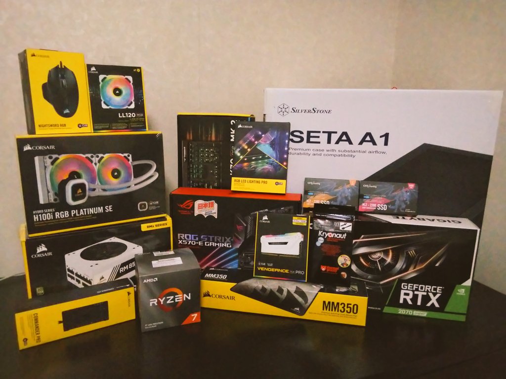 unidon_oz3's tweet photo. PCパーツが揃った!
電源をCORSAIRにしようと思ってて
それならCORSAIRで染めてiCUEで制御しようと買ったら、電源がiCUE 非対応\(^o^)/
ちょっとやっちまったけど仮組みまで行こう
最後に組んだのは20年前だから、
ゆっくりじっくりやる
モニタはまだ来ない😭
#自作PC #CORSAIR #SETAA1 #RYZEN https://t.co/nQN2Ss3npL