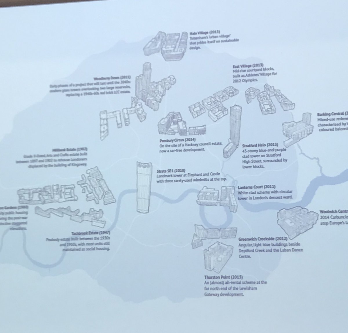 LSECities's tweet photo. The research covered 14 housing schemes, distributed throughout #London, as depicted on this map. 

They all have at least 100 dwellings per hectare. 

#LSEDensity https://t.co/oPxUh5FLYI