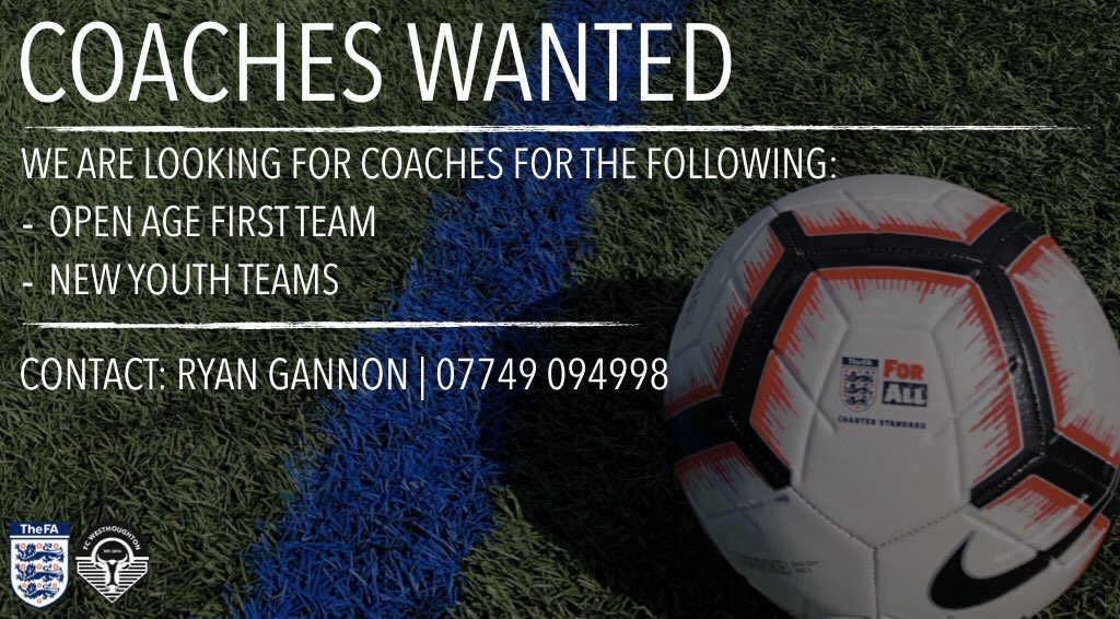 📢 | We are recruiting! We are looking to bring more coaches on board to develop our first team and youth setup. 
-
Badges are not required.
-
#FCW