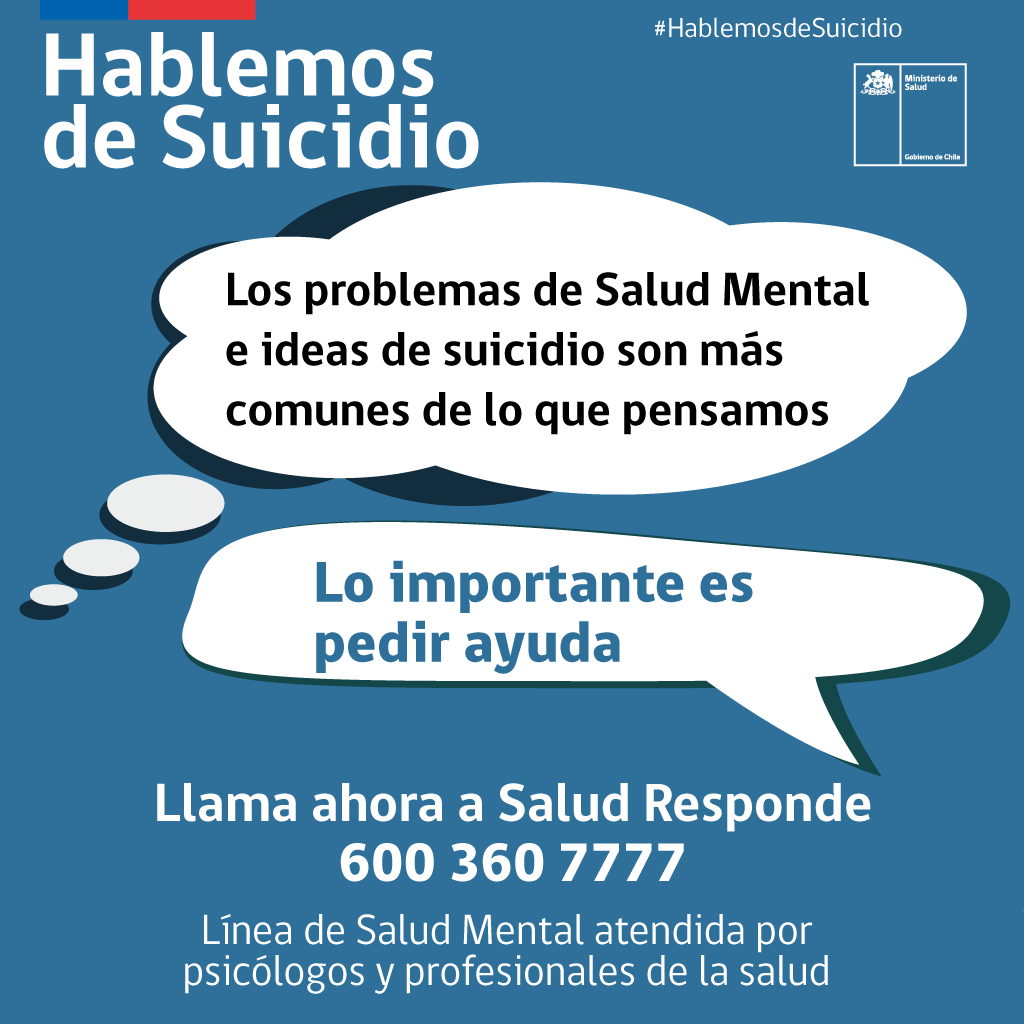 SoterodelRio's tweet photo. Si tus problemas o pensamientos te agobian, crees que no tienen solución y no sabes con quién hablar #LlamaASaludResponde. Cuentan con psicólogos y profesionales de salud para orientarte.
@Salud_Responde 📲 600 360 7777
#CASR #SSMSO #Salud #Chile #SaludResponde https://t.co/LIBquXdihN